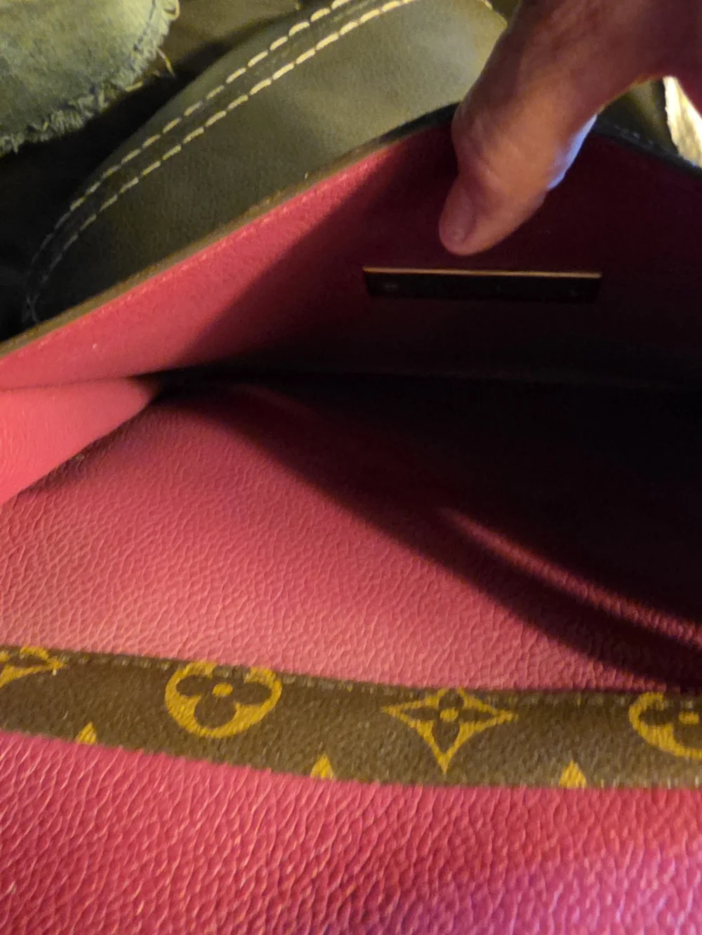 Louis Vuitton Brown Monogram Shoulder Bag with Burgundy Accents